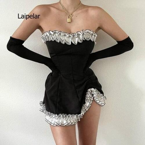 2021 Summer New Womens Sexy Wrapped Chest Shoulder Fashion Lace Party Club Design Slim Dress