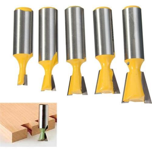 New Arrival 5PC Rail Stile Drill Bit Joint Router Bit Solid Hardened Steel Body Dovetail Tenon Wood Cutter Woodworking Drilling
