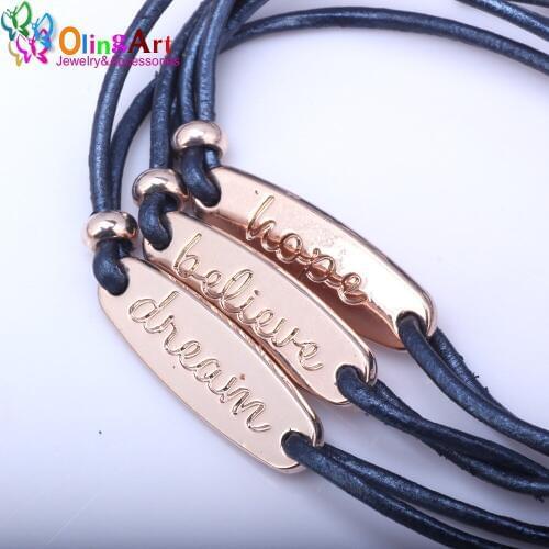 OlingArt 30*9MM 6pcs/lot DIY Zinc Alloy Pendant Lead free Rose gold Color Three sets of letters Combinations Jewelry making