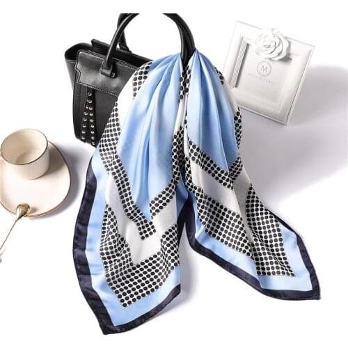 Yishine Silk Satin Women Square Scarf Dot Geometric Ladies Wrap Bandana Head Hair Scarf Shawls Bag Accessories Handkerchief
