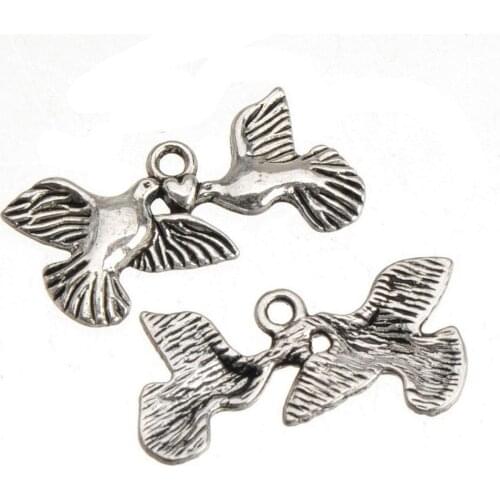 Animal charms diy jewerly findings handmade silver plate flat pigeon bird of peace earring hairpin accessories 23*12mm 30pcs/lot