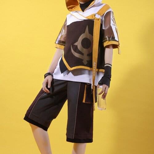 Pre-sale The Genshin Impact Cos Aether Fashion Daily Casual Derivative clothing Male Short sleeve Cosplay Costume