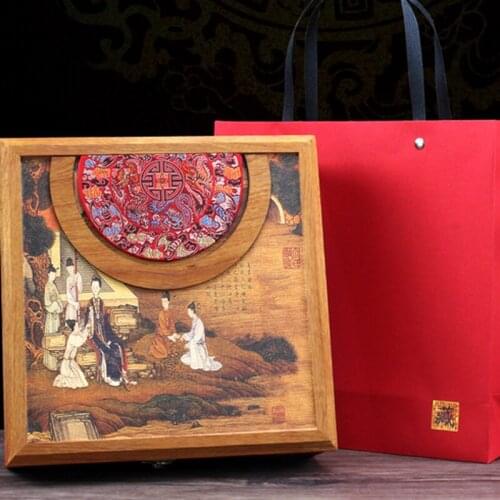 Puer Tea Cabinet Ancient Chinese Round Tea Leaves Cake Storage Box Tea Leaves Display Organizer Wooden Tea Package Gift Box