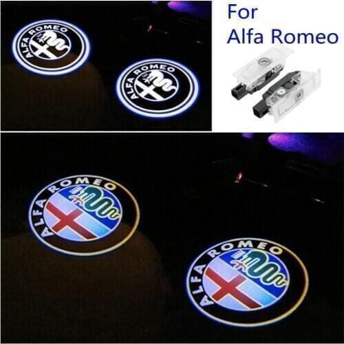 2pcs LED Car Door Welcome Light Decorate Laser Logo Projector Lamp For Alfa Romeo 159 Mito Stelvio Brera Spider Giulietta Giulia