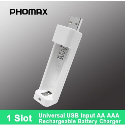PHOMAX 1.2 V AA/AAA Ni-MH/Ni-Cd Rechargeable Battery USB 1-Slot Smart And Fast Battery Charger Leakage Protection Adapter 2021