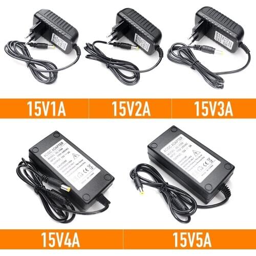 Universal Power Supply Adapter,5.5mm*2.5mm interface,Output volt 15V,Current 1A 2A 3A 4A 5A,US or EU Plug,Power Adapter Charger