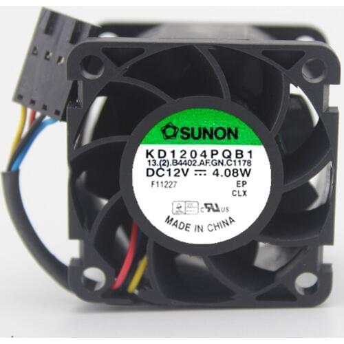 SUNON KD1204PQB1 13.(2).B4402.AF.GN.C1178 Server Cooling Fan DC 12V 4.08W 40x40x28mm 4-wire