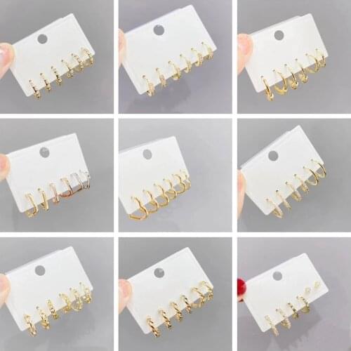 Aide 925 Sterling Silver Various Zircon Circle Hoop Earrings Set For Women Stunning Korean Style Crystal Heart Huggie Earrings