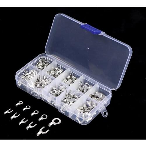 320Pcs/Set 10 In 1 Terminals Non-Insulated Ring Fork U-Type Brass Terminals Assortment Kit Cable Wire Connector Crimp Spade