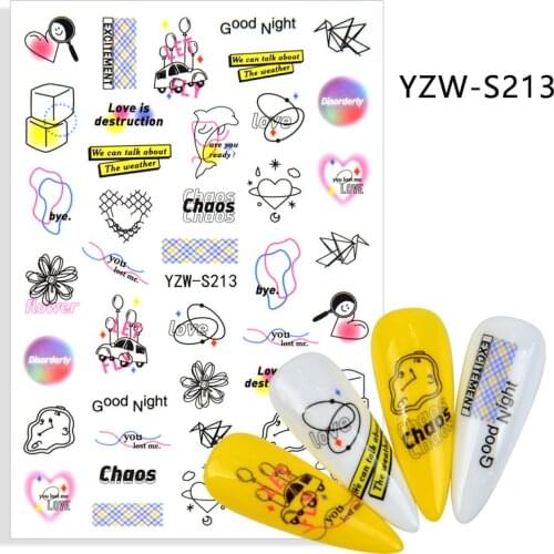 Geometry Line Circle adhesive 3d nail sticker foil nails art decoration cute cartoon designs nail decals manicure supplies tool