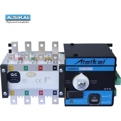 AISIKAI 4P 100A ATS controller dual power automatic transfer switch parts 220V 380V electric diesel generator panel board 3phase