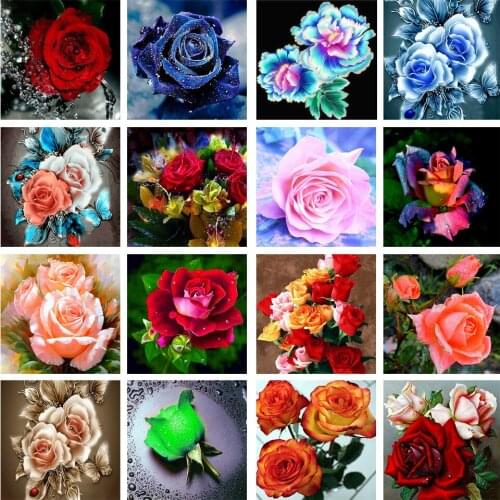 5D Diamond Painting Flower Rhinestone Cross Stitch Kit Square/Round DIY Diamond Embroidery Mosaic Picture Home Decoration Gift