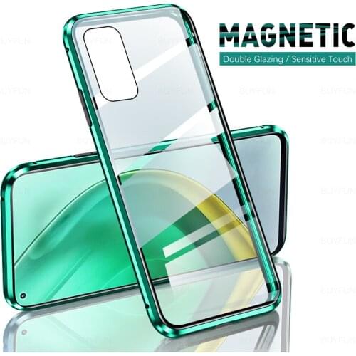 Aluminum Magnetic Metal Bumper Flip Double-Side Glass Cover For Xiaomi Redmi Mi 10 T 10T Pro 6.67" Protection Case Coque Funda