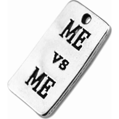 Antique Silver Plated Metal Alloy Crossfit Inspire Fitness Hand Stamped Message Me Pendants & Charms