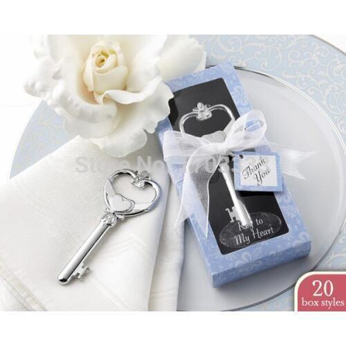 DHL free shipping 200pcs/lot Victorian Style Key to My Heart Bottle Opener in gift box wine sets Wedding favors Party favor