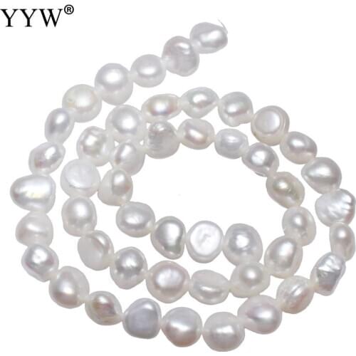 15.3 Inch Cultured Baroque Freshwater Pearl Beads White 8-9mm Nuggets Natural Pearl Beads Loose Beads for Jewelry Making DIY