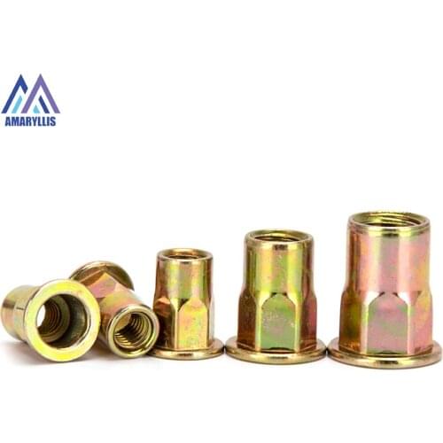 Zinc Rivet Nuts M3 M4 M5 M6 M8 M10 M12 Flat Head Knurled Screw Multi Sizes Zinc-Alloy Rivet-Nuts Kit 3pcs-20pcs/pack S47