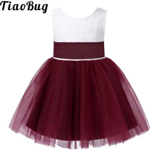 Floral Lace Flower Girl Dresses Wedding Party Ball Gowns Baby Girl V-Back Christening Baptism Dress Kids First Communion Dress