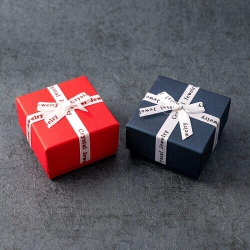 Bowknot Decorative Jewelry Gift Paper Boxes Blue Red Packaging Box Necklace Brooch Ring Earring Storage Box Accessories Cases