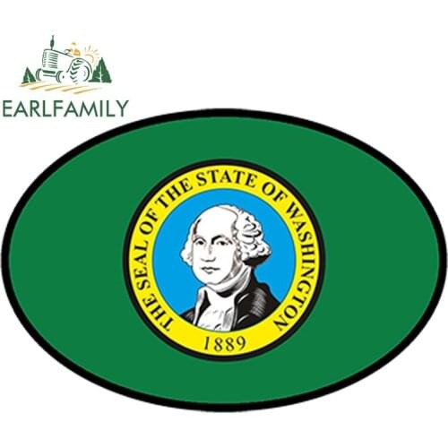 EARLFAMILY 13cm x 8.8cm WASHINGTON Flag oval CAR STICKER JDM Bumper Decal Helmet Laptop Waterproof Car Accessories