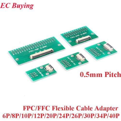 FPC/FFC Flexible Cable Adapter Board 0.5mm Pitch 6P/8P/10P/12P/20P/24P/26P/30P/34P/40P 2.54mm 1.0mm SMT Connector Flat Cable
