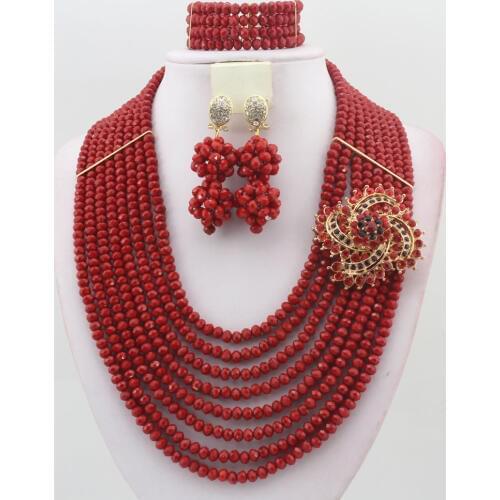 HOT!8Layers Crystal Beads Nigerian wedding African Beads Jewelry Set Crystal Jewelry Set Bridal Jewelry Set Christmas Gift W5750