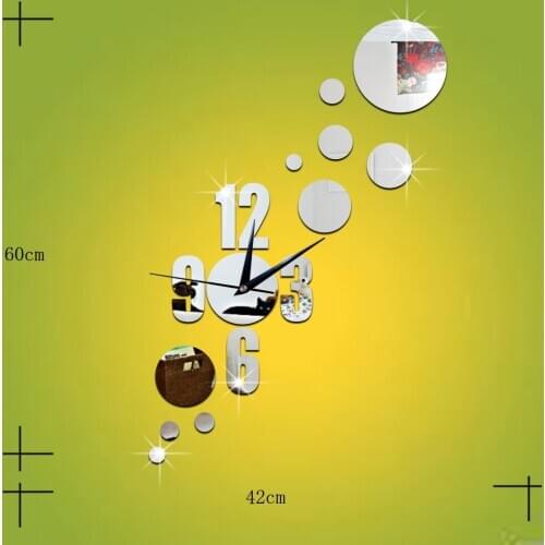 GZ030 Dots Combination Creative 3D Mirror DIY Wall Clock Room Home Decoration Sweep Movement Clock reloj de pared