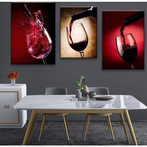 Red Wine Glass Oil Painting Prints Poster Modern Canvas Art Bar Restaurant Kitchen Wall Decoration Dinning Living Room Decor