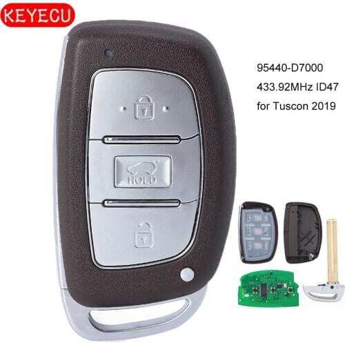KEYECU FSK 433.92MHz ID47 Smart Remote Car Key Fob 3 Button for Hyundai Tucson 2019 P/N: 95440-D7000
