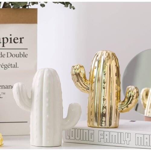 Ceramic Cactus Piggy Bank Money Box for Kids Adults Nordic Home Decor Plant Figurine Miniature Ornament Desk Accessories