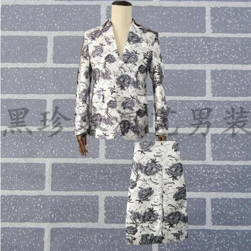 Clothing mens suits performance wear suit masculino homme terno stage costumes for singers men printing blazer dance clothes