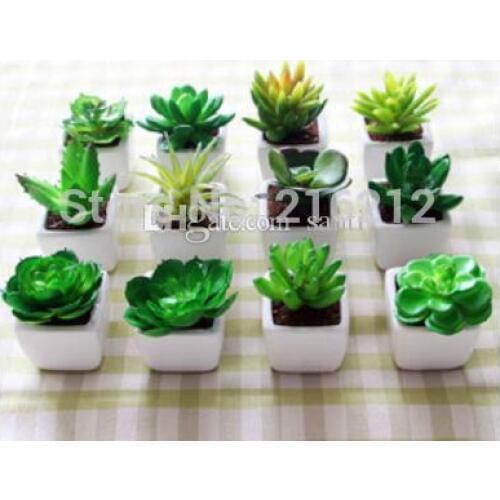 Hot Decorative flower pots planters artificial plants with vase bonsai tropical cactus fake succulent plant potted on the desk