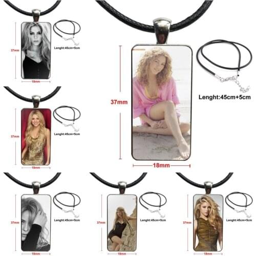 For Lovers Girl Friend Best Gift Glass Pendant Necklace Handmade Half Pendant Rectangle Necklace Shakira Model Colombian Singer