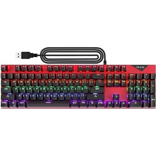 USB Wired Gaming RGB Mechanical Keyboard 104 Key Rainbow Lighting Comfort