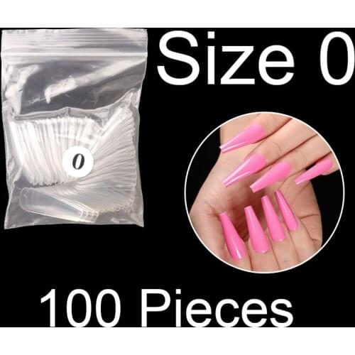 100 Pieces/lot Full Cover Ballerina False Nail Tips The Same Size 0 To 9 Avaialble Fake Nais Art For Nail Drawing DIY Show