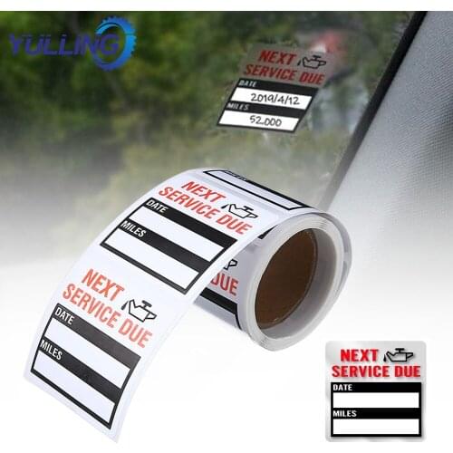 YULLING 100 Labels/Roll Oil Change/Service Reminder Sticker 5*5cm Car Window Sticker Oil Change Sticker