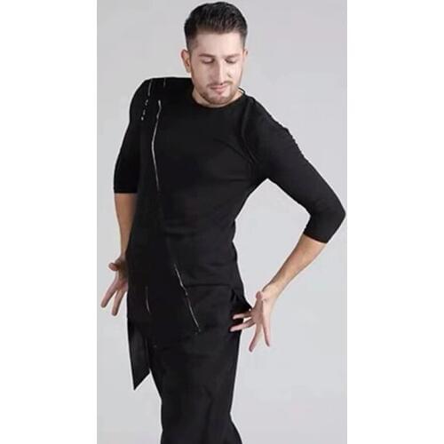 2020 Latin Dance Clothing Men Practice Clothes T-Shirt For Male Charleston Costume Salsa Ballroom Competition Dance Tops BI422