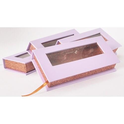Wholesale Packaging Eyelashes Box Package Lash Boxes Case Custom Logo Faux Cils Mink Eyelashes Purple Storage Cases Bulk Vendors