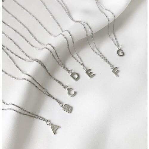 Real 925 Sterling Silver Alphabet Letter Initial Necklace for Women Teen Girls Korean Dainty Jewelry Wholesale Bulk 2021