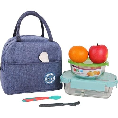 Unisex Portable Oxford Aluminum Thermal Lunch Bag Multi Function Outdoor Suncare Picnic Office School Cooler Sac With Pocket