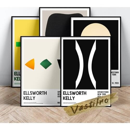 Ellsworth Kelly Poster, Ellsworth Vintage Wall Picture, Kelly Abstract Geometry Art Prints, Bedroom Living Room Wall Stickers