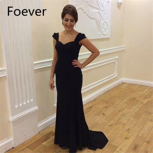 Simple Black Chiffon Mermaid Evening Dress Sweetheart Floor Length Long Formal Dresses Cheap 2019 Wedding Party Gowns