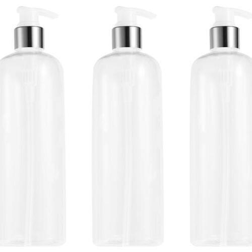 3PCS 500ml Refillable Plastic Bottle Empty Pump Bottle Travel Dispenser for Shampoo Shower Gel Liquid Soap (Random Pump Color)