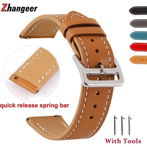 Genuine Leather Strap For Samsung Gear S3 Frontier Classic Quick Release Watchband 18mm 20mm 22mm 24mm Buckle Watch Band 2021