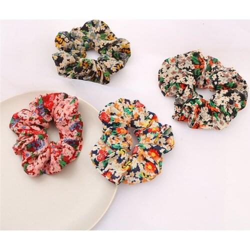 Fashion Flower Leopard Hair Scrunchies Elastic Rubber Band Hair Rope Ponytail Holder Hairbands Hair Accessories