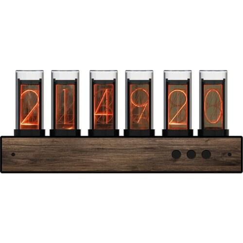 Luxury Nixie Tube Clock Wood Creative Digital Light Desk Clock Vintage Electronic Desktop Table Digital Watch Decor Gift Ideas