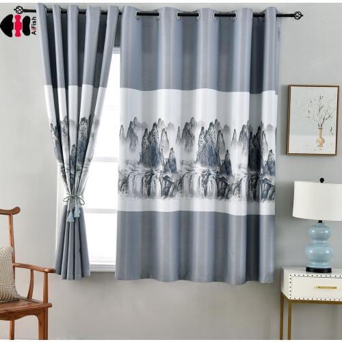 1 PCS W100xL200cm Mountain Landscapes Printed Curtains For Office Cafe Hotel Semi-shading Mini Window Decoration PC018C