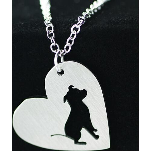 SUTEYI Charms Heart-shaped Stainless Steel Pendant Animal Dog Necklace Bulldog Animal Necklaces Women Trendy Jewelry