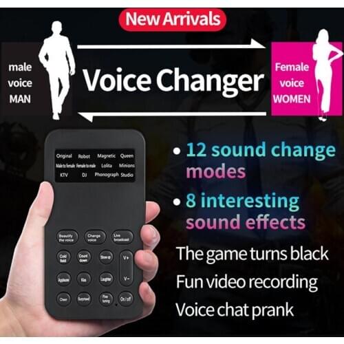 New 12 Sound Change Modes Voice Changer Microphone Mini Sound Card For Any Mobile Phone Computer Tablet IPad Sound Changes