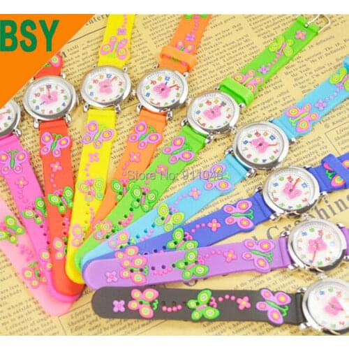 High Quality Waterproof Butterfly 3D Cartoon Watches Boys Girls Gift Watches Alloy Case Silicone Quartz Watches